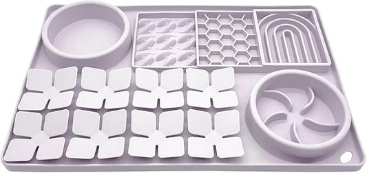 Slow Feeder Bowl, Silicone Lick Mat with Suction Cups for Dog Cat, Snuffle Mat for Pet Smell Training, Puzzle Toys for Bored Puppy, Sniff Mat for Slow Eating and Keep Busy, Lavender Gray