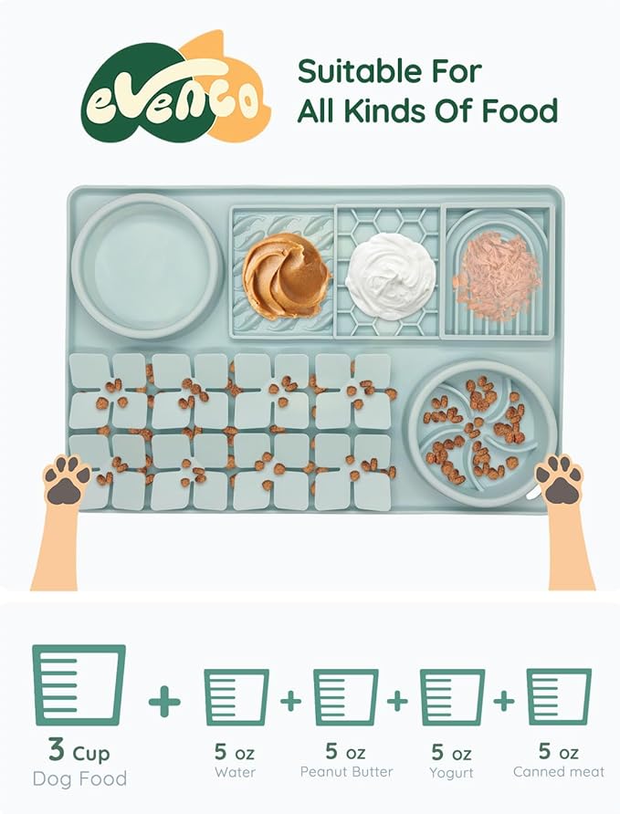 Slow Feeder Bowl, Silicone Lick Mat with Suction Cups for Dog Cat, Snuffle Mat for Pet Smell Training, Puzzle Toys for Bored Puppy,Interactive Sniff Mat for Slow Eating & Keep Busy, Mint Green