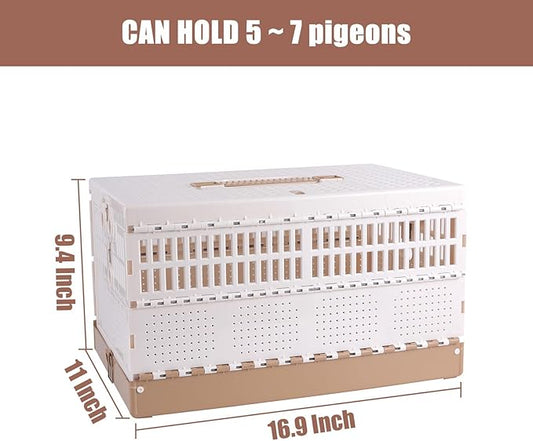 Plastic Foldable Pigeon Cage with Handle, Portable Bird Travel Carrier Cage Pigeon Cage Pairing Cage Pigeon Nest Box Easy to Clean for Training and Release Competition(M)(Three Doors)