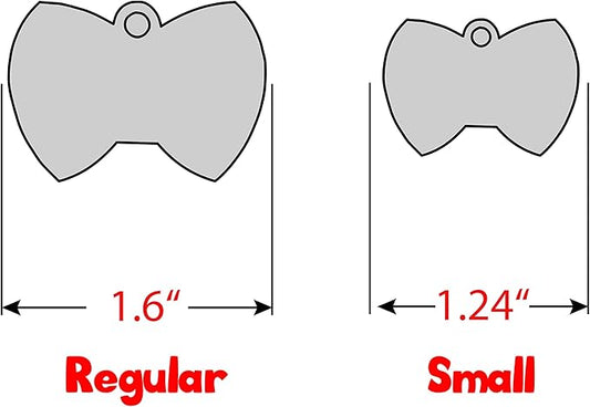Personalized Dog Tag with 5 Lines of Custom Deep Engraved Durable Stainless Steel Pet ID Name Tag Designer Small Size Bow Tie