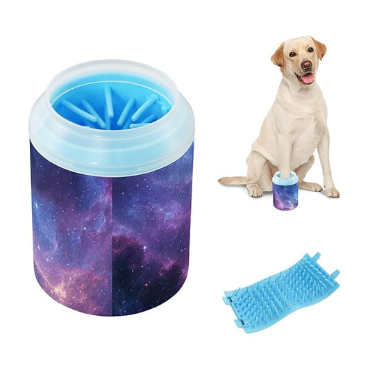 Dog Paw Cleaner Cups for Dogs Pets Foot Washer Paw Scrubber for Medium Small Dogs Cats Cleaning Cup Starry Sky Nebula Swirling Purple
