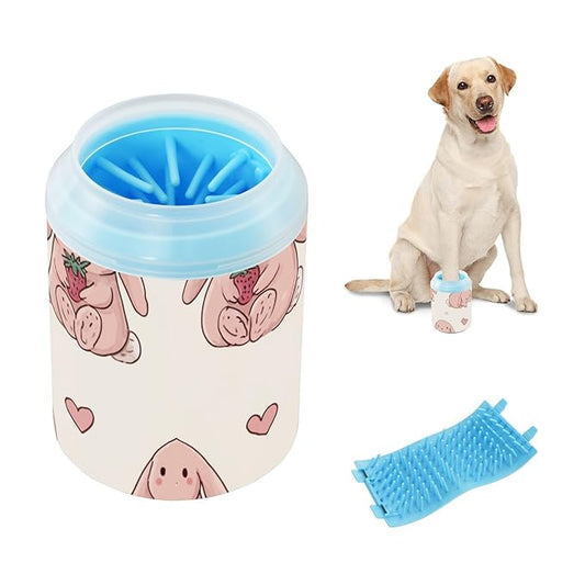 Dog Paw Cleaner Mudbuster Dog Foot Washer for Small Medium Large Dogs Cats Premium Pet Supplies Pink Bunnies Strawberries Hearts