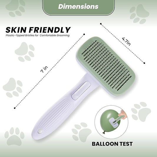 Self- Cleaning Slicker Brush for Dogs Suitable for Short & Long Haired Dogs and Effective Deshedding for Pet Grooming, Undercoat Removal, Tangle-Free Fur, Skin-Friendly Tool for Healthy Coat