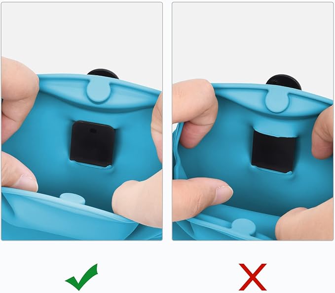 Left&Right Dog Clicker Training Kit,Silicone Dog Training Treat Pouch and Dog Clickers,Dog Treat Bag with Clicker Training for Dogs,Pet Treat Bag with Magnetic Buckle Closing and Waist Clip,Sky Blue