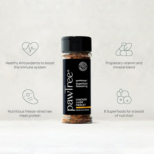 pawTree Healthy Food Toppers for Dogs & Cats - Appetite Booster with Freeze-Dried Proteins. Delicious Pet Food Seasonings and Flavor Enhancer for Picky Eaters & Appetite Stimulation (Chicken Medley)