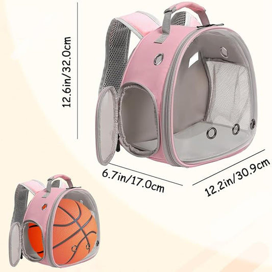 LAIRIES Guinea Pig Carrier, Clear Bubble Window for Guinea Pig, Bunny Rat Bird (Pink, Backpack)
