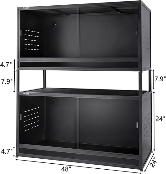 PVC Reptile Enclosure 48"x24"x24" Space Efficient Reptile Terrarium 120 Gallon Large Tank for Bearded Dragon Lizard Snake, Wide Breeding Vivarium Area with Sliding Glass Doors Combination Lock