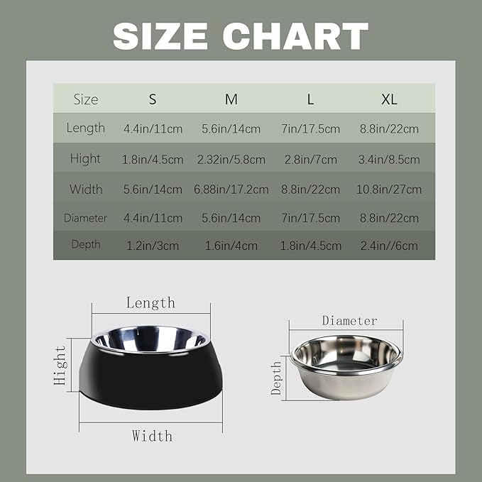 Personalized Stainless Steel Dog & Cat Food/Water Bowls – Custom Pet Name, Non-Slip, Easy Clean Feeding Dishes with Separate Plates(Black)