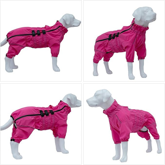 Dogs Waterproof Jacket, Lightweight Waterproof Jacket Reflective Safety Dog Raincoat Windproof Snow-Proof Dog Vest for Small Medium Large Dogs Rosered 5XL