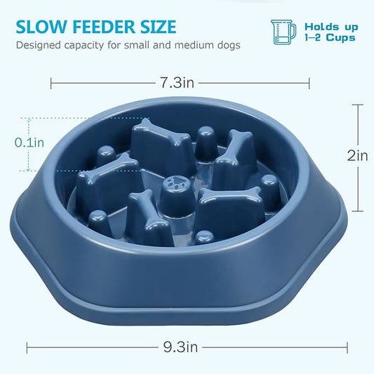 UPSKY 2PCS Slow Feeder Dog Bowl Anti-Chocking Slower Feeding Dog Puzzle Bowls, Interactive Bloat Stop Dogs Food Bowl Dishes Non-Slide Lick Treat Bowl for Small Medium Dogs (Blue+Pink)