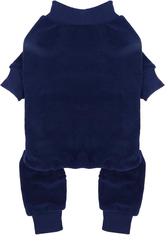 Dog Pajamas Winter Fleece Sweaters Warm Onesie for Large Dogs Pjs Boy Soft Cozy Cold Weather Pet Jumpsuit for Sensitive Skin Warm Sleep Jammies, Blue XXL