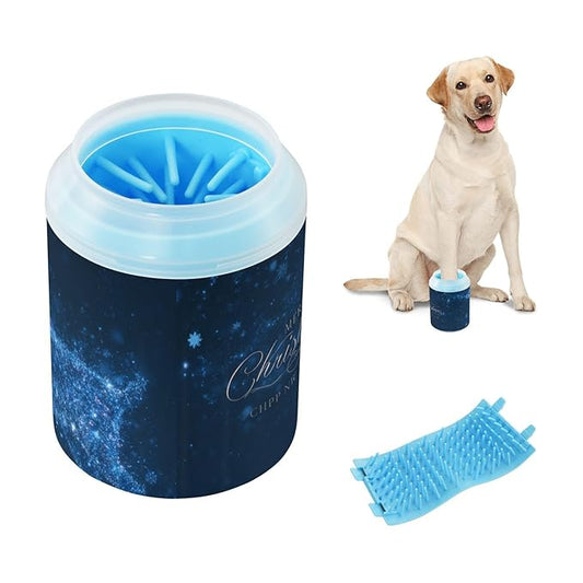 Dog Paw Cleaner Mudbuster Dog Foot Washer for Small Medium Large Dogs Cats Premium Pet Supplies Christmas Elk Blue