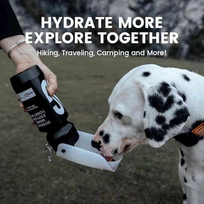 Howgo Dog Water Bottle Portable Travel Water Bottle Dispenser for Dogs, Super Light-Weight, Leak-Proof Bottles for Pets Outdoor Walking, Hiking, Travel,Food Grade Silicone,BPA Free (Black, 21oz)