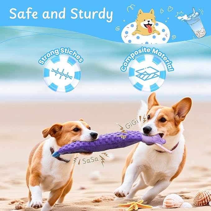 Nocciola 3 PC No Stuffing Small Dog Toys, Removable Crinkle Squeaky Durable Dog Tug Toy Summer Drinks Theme, Bottle Insert Fun Puppy Toys to Keep Them Busy