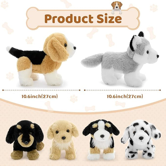 Tezituor 6 Pcs Bulk Dog Stuffed Animals, Fluffy Assorted Stuffed Puppy Plush Toys for Kids, 11" Doll Set for Dog Themed Party Favors Gift (Standing)