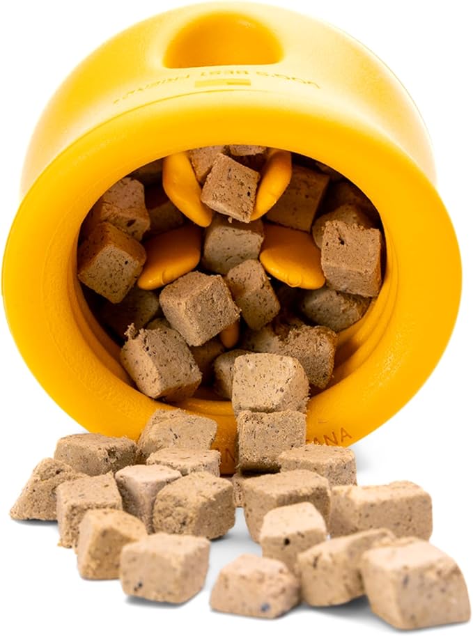 WEST PAW Toppl Durable Dog Treat Puzzle Toy for Medium to Large Dogs- Engaging Interactive Chew Toy for Mental Stimulation, Slow Feeding- 3/4 Cup Capacity - Sunflower Yellow, Large