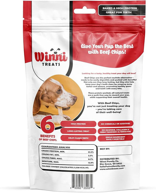 Beef Cheek Chips for Dogs - Single Ingredient, Premium Dog Chews - Long-Lasting, Not Rawhide, Dental Health - 5 Pieces