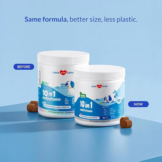 Multivitamin for Dogs - Glucosamine Chondroitin for Joint Support + Digestive Enzymes & Probiotics - Cod Liver Oil & Vitamins with Coq10 for Skin & Heart Health, Gut & Immune Support