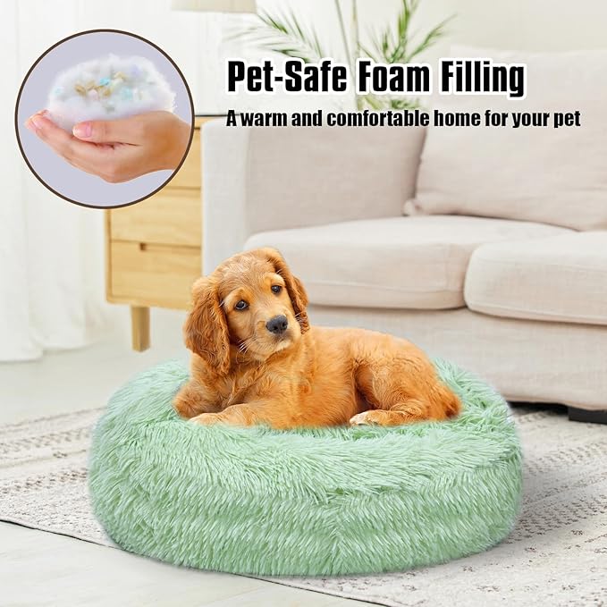 Cat Beds for Indoor Cats,Cat Cave for Puppy and Kitty,Calming Small Dog Bed for Small Dogs with Cover Cave,Cozy Warming Fluffy Washable Anti-Slip Pet Sleeping Bag(20 * 20inch,Green)