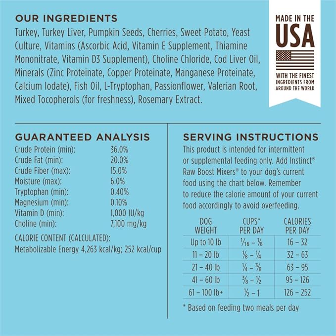 Instinct Raw Boost Mixers Tranquility Freeze-Dried Dog Food Topper, 5.5 oz. Bag