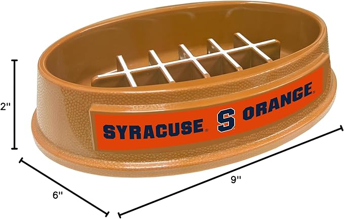 NCAA Super-Bowl - Syracuse Orange Slow Feeder Dog Bowl. Football Design Slow Feeding Cat Bowl for Healthy Digestion. Non-Slip Pet Bowl for Large & Small Dogs & Cats