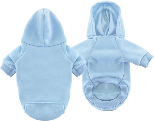 Idepet Pet Dog Hoodies Dog Clothes for Small Dogs Vest Chihuahua Clothes Warm Coat Jacket Autumn Puppy Outfits Cats Dogs Clothing(L,Light Blue)