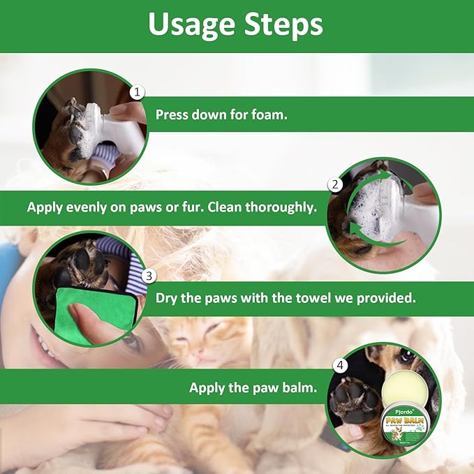 Dog Paw Cleaner - No-Rinse Pet Paw Cleanser for Dogs, Repairs Dry Cracked Paws, Protector Kit for Pet Foot Care