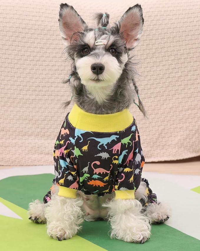 CuteBone Dinosaur Costume Dog Pajamas, Stretchy Spandex Crystal Velvet Sleepwear Coat for Small Dogs, Soft & Warm Pet Outfit Clothes for Cold Weather, Cozy Pullover Design COSP01XS