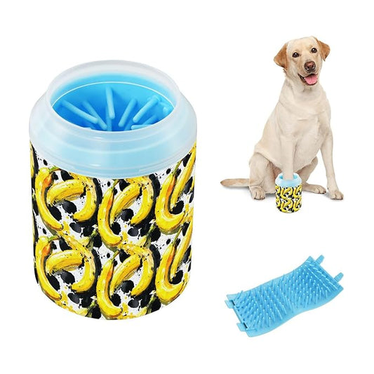 Dog Paw Cleaner Washer Cup Banana Print for Muddy Pet Foot 1 Pack