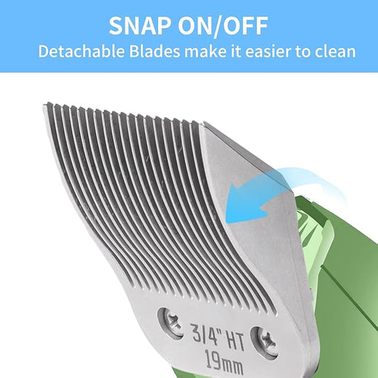 2 Pcs Size 3/4HT Detachable Dog Grooming Blades, Compatible with Andis, Oster A5, Wahl KM10 Series Clippers, Cut Length 19mm, Silver(3/4HT 19mm, 2 Packs)