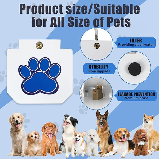 Poofzy Dog Water Fountain Step On, Outdoor Dog Water Sprinkler for Large Dogs, with Upgrade Copper Valve Set, Easy to Use, Fresh Water to Drink (Blue)