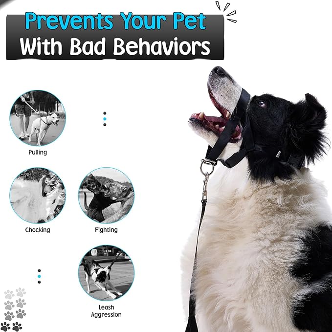 Gentle Leader for Dogs + 2X Dog Training Clicker ā Gentle Leader with Quick-Snap Neck Strap & Nose Loop ā Bonus Clickers with Wrist Strap for Obedience & Leash Training