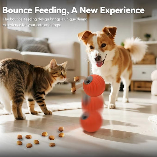 Interactive Dog Toys with Automatic Treat Dispenser, Fun Slow Feeder Interactive Toy for Dogs and Cats, Boosts Mental Stimulation, Reduces Anxiety, Durable Indoor Fun(Orange)