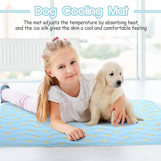 Dog Cooling Mat, Summer Cooling Mat for Dogs, Self Cooling Pad for Small Medium Large Dogs Cats, Non-Toxic Breathable Sleep Bed Summer Pet Bed Puppy Ice Blanket for Kennel Sofa Bed Floor