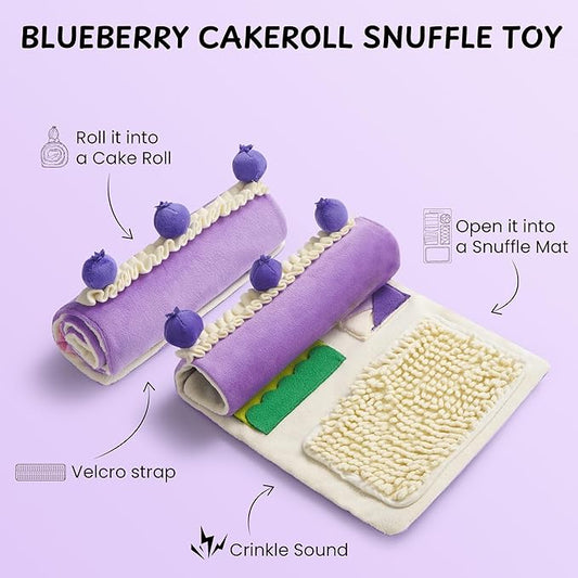 Nocciola Dog Snuffle Toy, Blueberry Cake Snuffle Mat for Puppies Puzzle Puppy Toy with Crinkle, Hide and Seek Interactive Enrichment Toys for Small Medium Dogs, Dog Gift Birthday Cake Toy