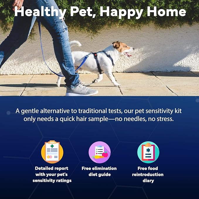 Pet Food & Environmental Sensitivity Hair Sample Testing Kit – Over 460 Items Tested – at-Home Non-Invasive Collection for Dogs & Cats – Informational Report for Pet Owners