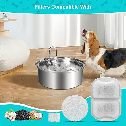 16 Pack Pet Fountain Filter Replacement for 7L/230oz/1.8G Stainless Steel Dog Water Fountain - Cat Water Fountain Filters and Sponges
