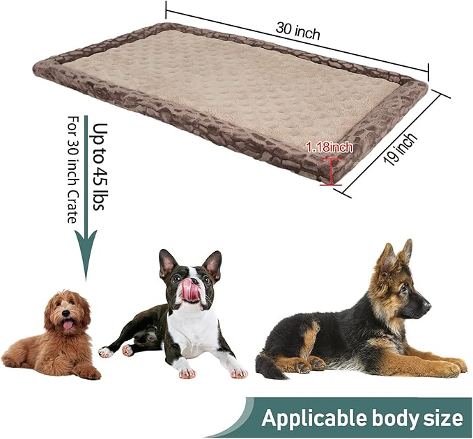 30 inch Dog Crate Bed Kennel Mat Indoor Cage Pad Medium Small Flat Thin Memory Foam Doggy Beds Washable Anti Slip Brown Puppy Sleeping Mat