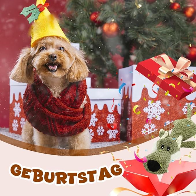 2026 New Dog Toys,Indestructible Plush Dogs Toy for Aggressive Chewers,Squeaky Durable Chew Toy for Indoor Pups Teething, Stuffed Toys for Small Medium Large Dogs (A-Yellow+Grey)