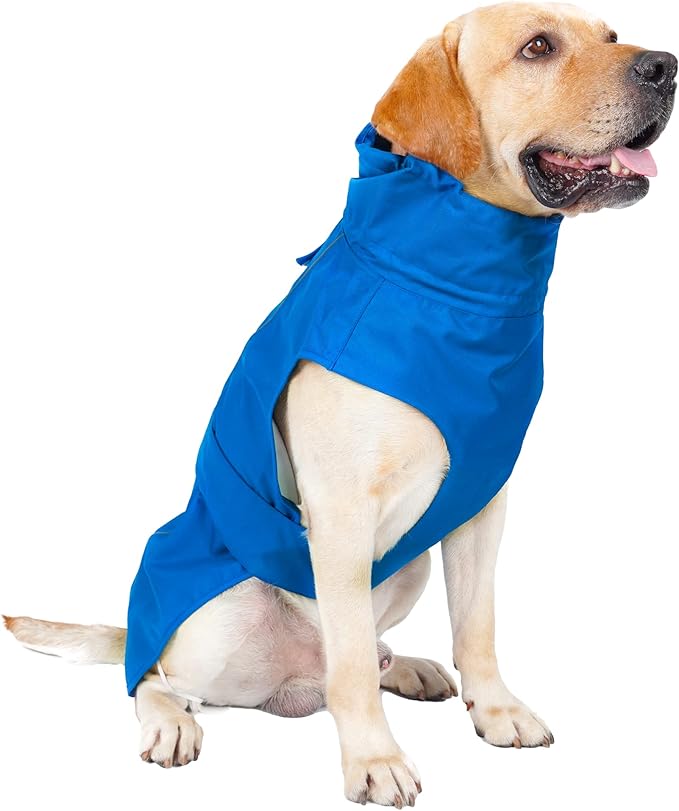 Adjustable Waterproof Dog Raincoat for Dogs,Lightweight Pet Rain Jacket Puppy Clothes with Reflective Strip for Small Medium Large Dogs (Blue, XX-Large)
