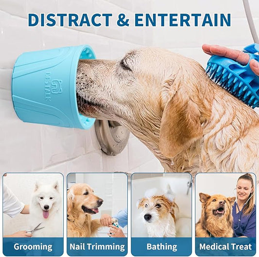 Dog Lick Bowl, Bestalk Anxiety Relief Slow Feeder Dog Lick Mat Treat Dispenser, Non-Slip Licking Bowl Enrichment Toys for Small Medium and Large Breed Dogs, BPA Free Silicone(Teal,S)
