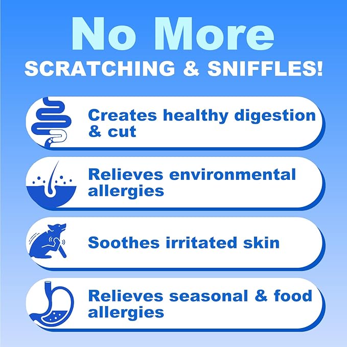 Dog Allergy Relief Chews, Itch Relief, Probiotics for Dogs, Omega-3 Fish Oil, Seasonal Allergy and Itchy Skin Treatment, Immune Support Supplement (120 Chews, Chicken)