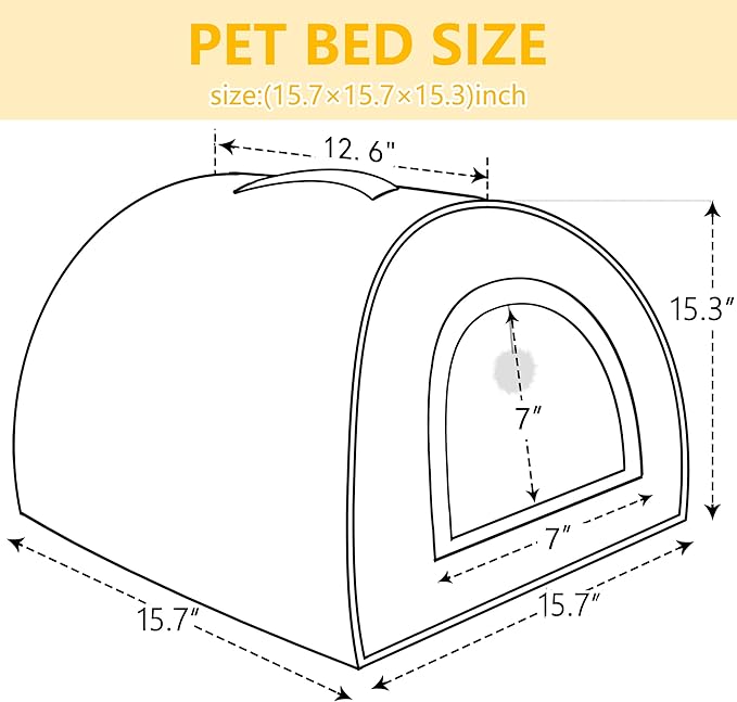 Cat Bed for Indoor Cats,Foldable cat cave,Anti-Slip & Water-Resistant Bottom,cat Houses for Indoor Cats or Small Dogs, Kitten Tent, Rabbit Bed,2 in 1 pet Bed (Dark Grey)