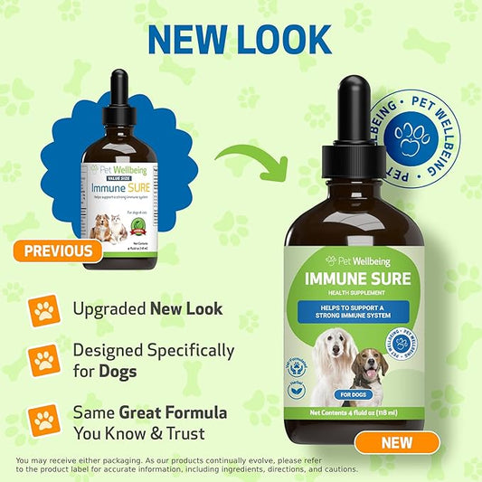 Pet Wellbeing Immune Sure for Dogs - Supports Normal Immune Defenses, Gut Flora Balance, Andrographis, Echinacea, Vitamin C, Zinc - Veterinarian-Formulated Herbal Supplement 4 oz (118 ml)
