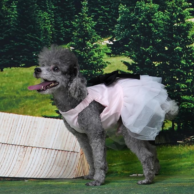 Dog Dress,Pet Wedding Dress Princess Formal Tutu Skirt with Bowknot,Puppy Birthday Party Outfit Apparel Girl for Small Dogs Cats (Pink, Medium)