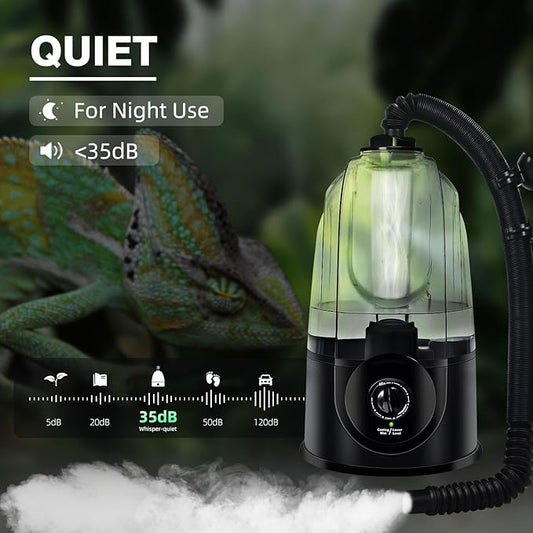 Coospider 3.8L Reptile Fogger Mister, Quiet Reptile Humidifier for Reptiles Tank, Terrarium Humidifiers with Extended Tube, Automatic Reptile Misting System for Reptiles Amphibians Herps Vivarium