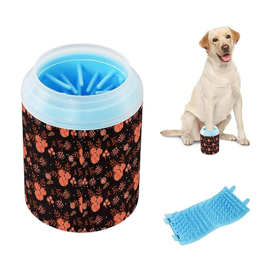 Dog Paw Cleaner Cups for Dogs Pets Foot Washer Paw Scrubber for Medium Small Cats Dogs Cleaning Cup Fall Red Flowers