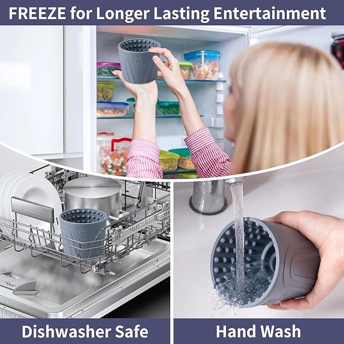 Dog Lick Bowl, Bestalk Anxiety Relief Slow Feeder Dog Lick Mat Treat Dispenser, Non-Slip Licking Bowl Enrichment Toys for Small Medium and Large Breed Dogs, BPA Free Silicone(Grey,S)