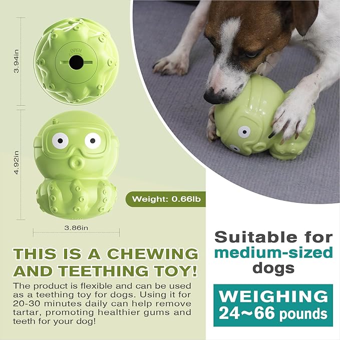 3 in 1 Large-Size Octopus Dog Fillable Lick Treat Toy,Long-Lasting Ultimate Boredom Buster, Kibble Dispenser Food Ball & Dogs Chew Toys BPA-Free