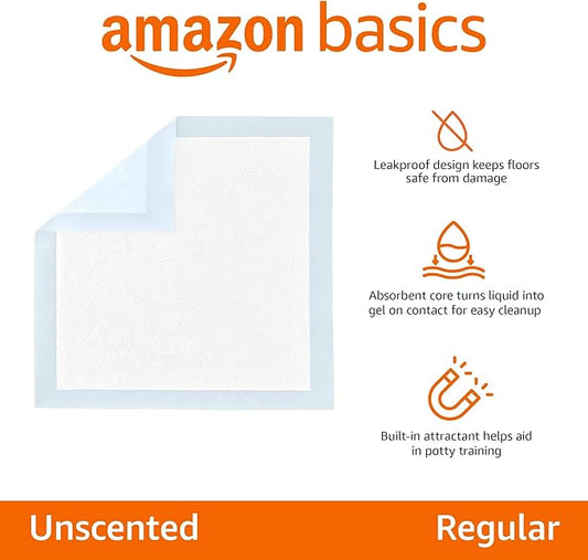 Amazon Basics Basic Disposable Dog Training Pads, Regular,30 Pack